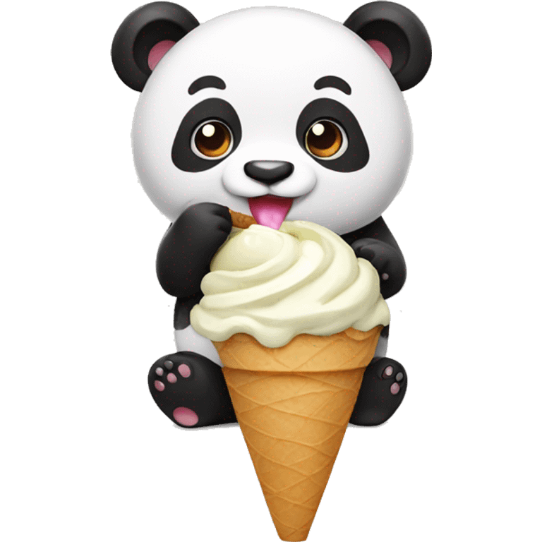 Panda eating ice cream emoji