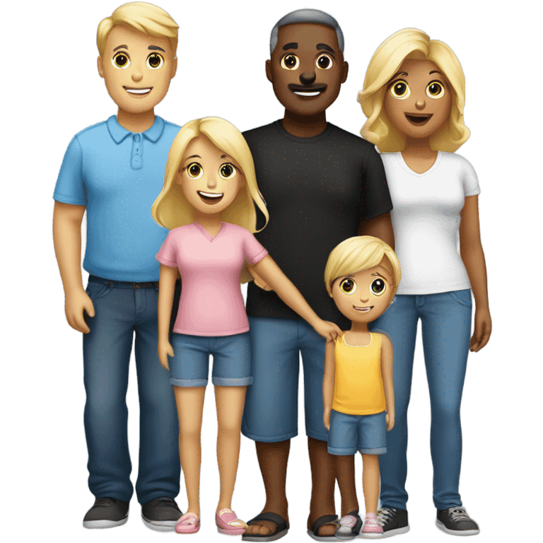 Family. 1 dad, 1 mom, 2 big girls blonde, 1 black big boy, 1 blonde little boy, 2 grandmas emoji