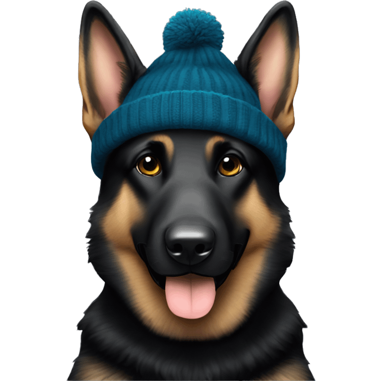 black german shepherd with a beanie on emoji