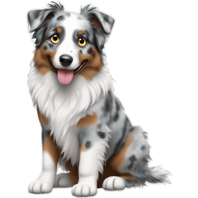 Blue Merle Mini Australian Shepherd with eyes of different color  emoji