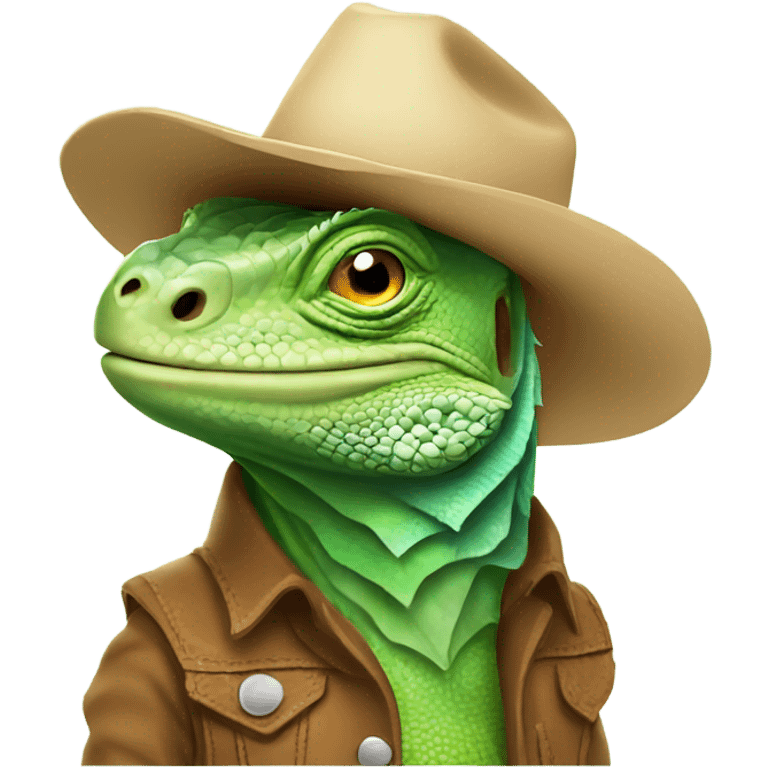 Iguana wearing cowboy hat emoji