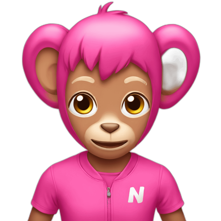 A pink monkey with nike shoes emoji