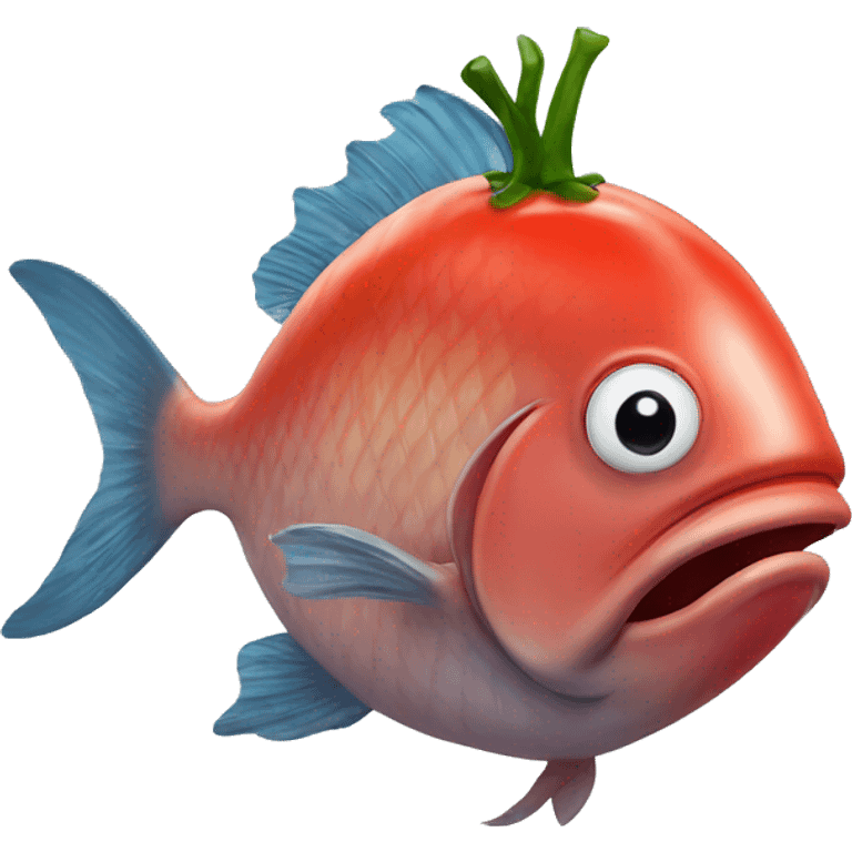 big fish with tomato on his head emoji