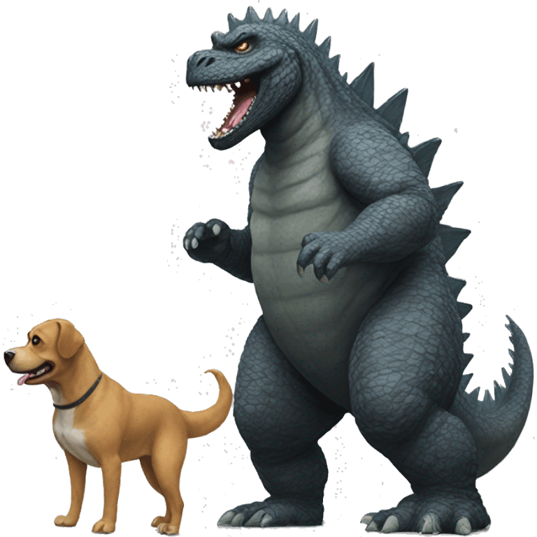 Godzilla walking a dog emoji