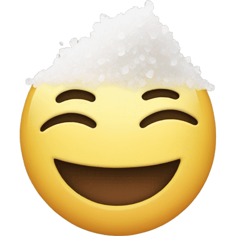 smiling emoji with a pile of salt emoji