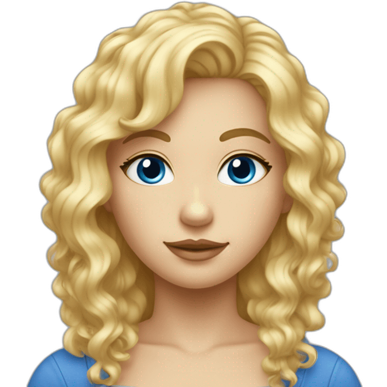 Fille blonde aux cheveux bouclés et aux yeux bleus emoji