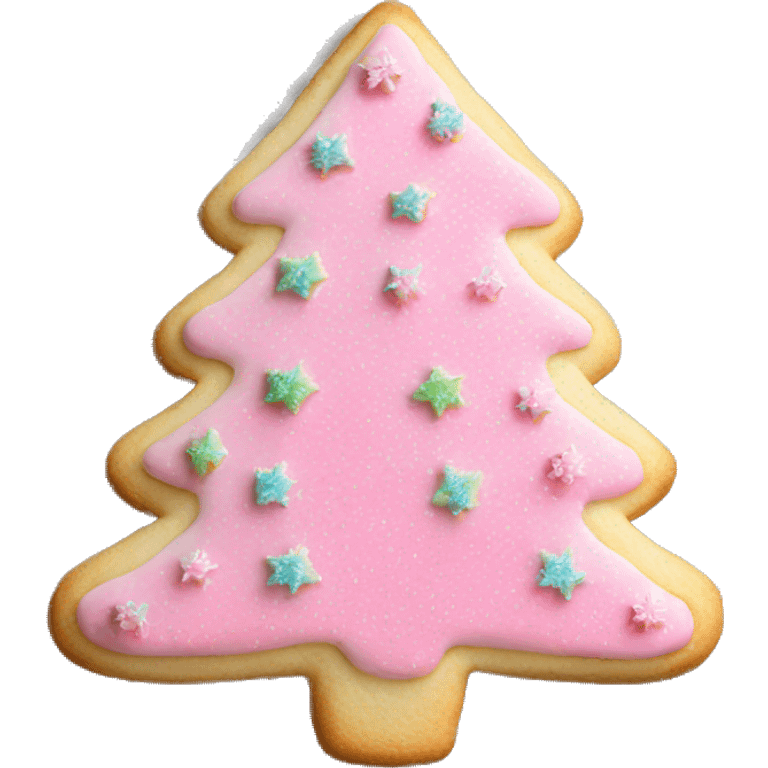 pink frosted christmas tree sugar cookie emoji