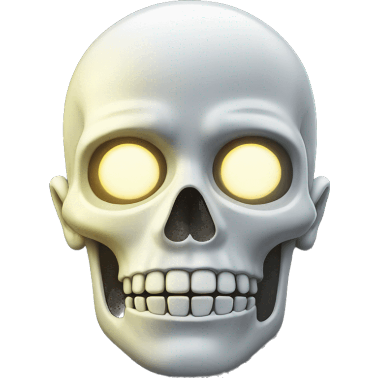 the front-facing head of a person with a glowing skull emoji