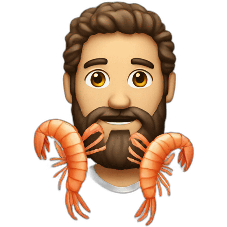 Fried shrimp men with beard emoji