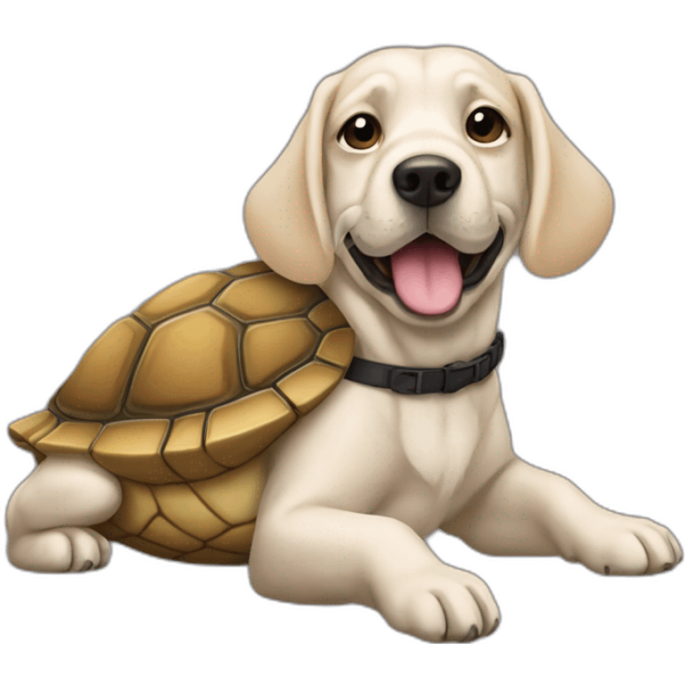 Chien sur une tortue emoji