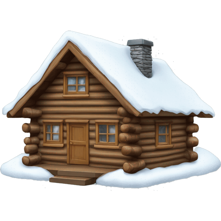 log cabin with snow on the roof emoji