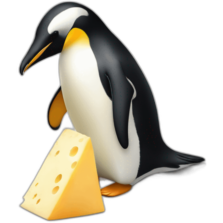 Pinguin qui mange fromage emoji