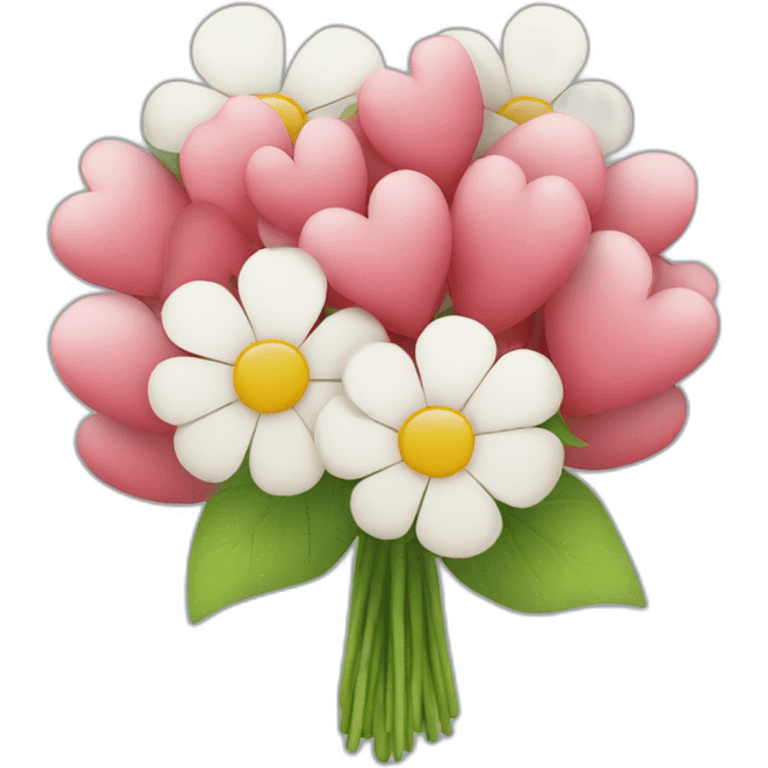 flower boquet with white hearts emoji