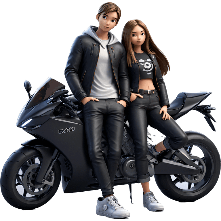 girl and boy by motorcycle emoji