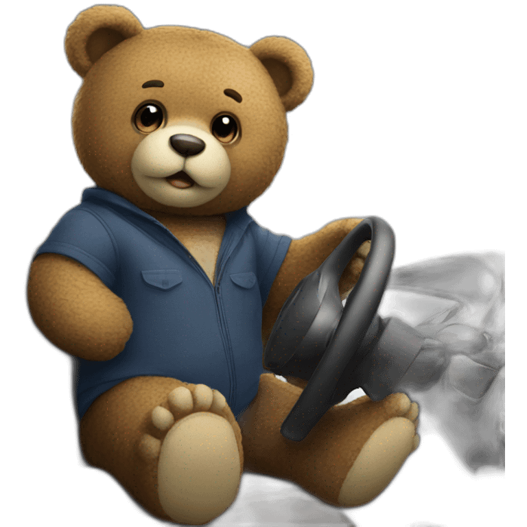 teddy bear driving a call emoji