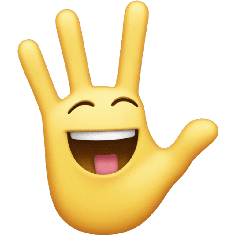 smiley creating a w with three fingers emoji