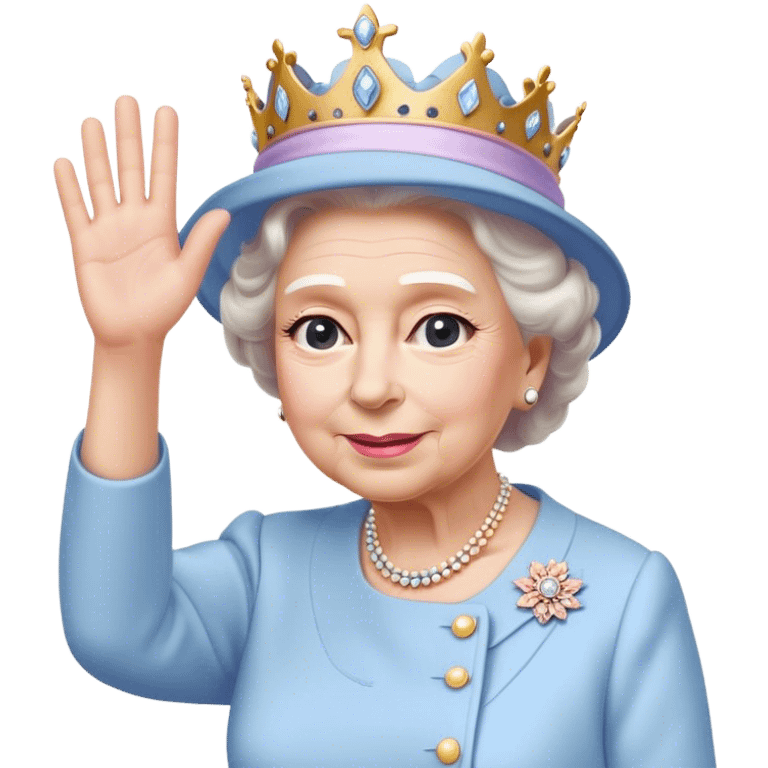 
Queen Elizabeth waves in pastel clothes emoji