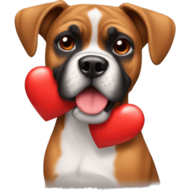 boxer dog with many red heart  emoji