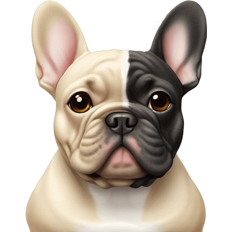 Beige French bulldog and black brindle French bulldog together ￼ emoji