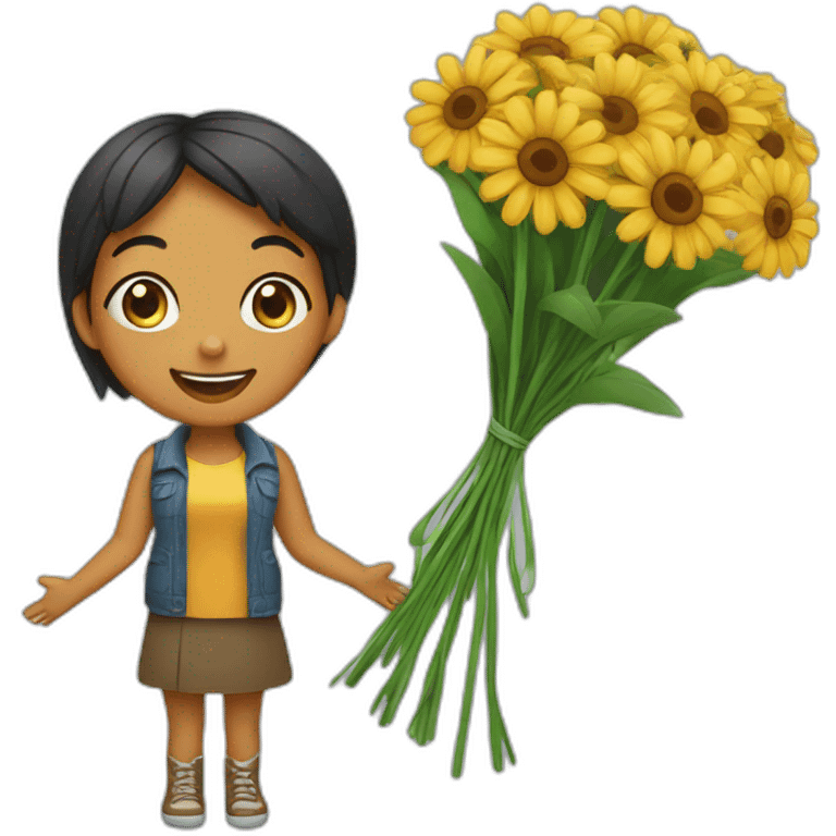 Girlfriend who is happy to receive flowers emoji