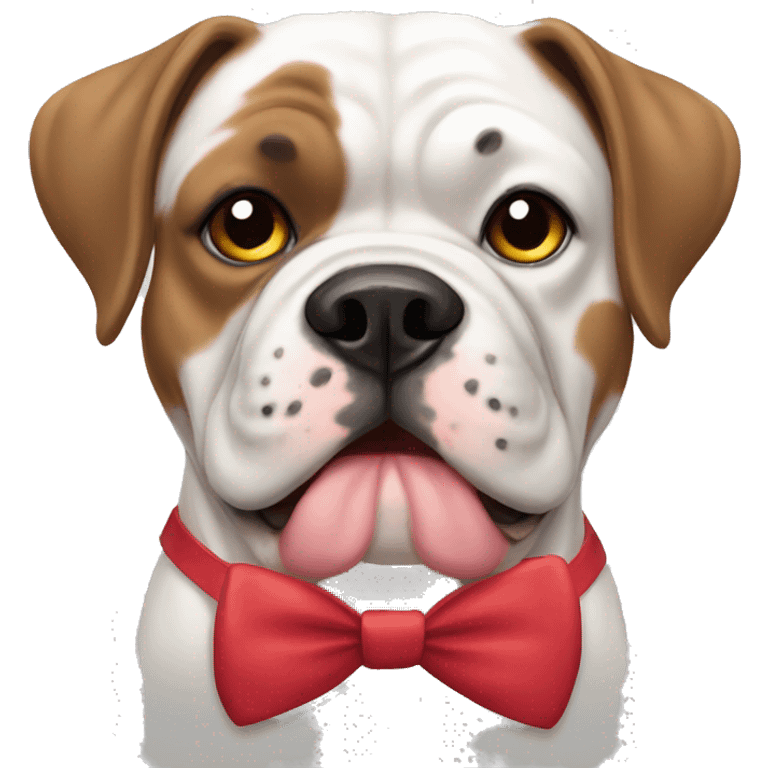 American bulldog wearing a bow emoji