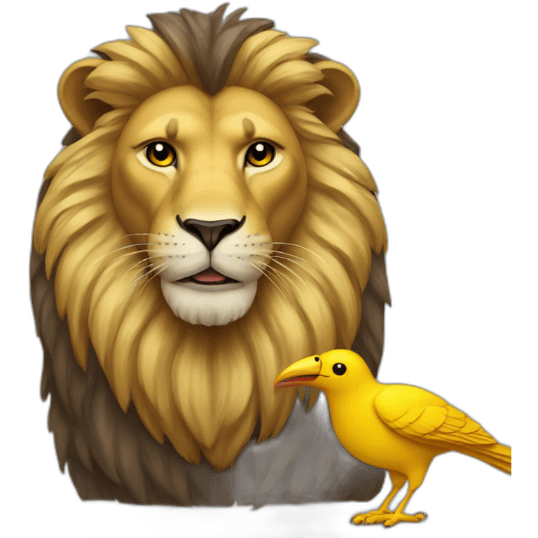 lion eating a yellow bird emoji