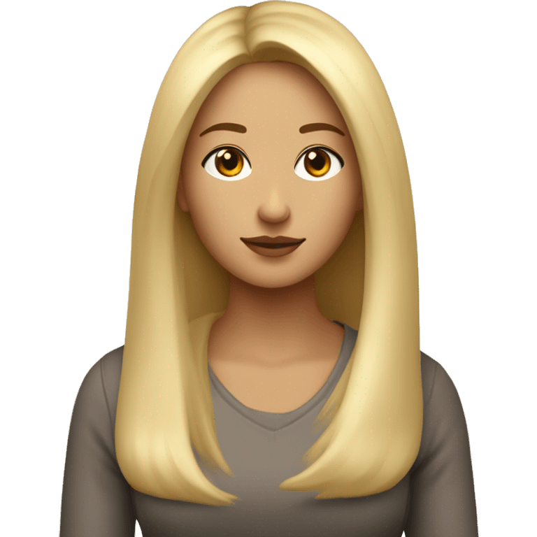 Femme blonde avec les yeux marron cheveux un peux long lisse emoji