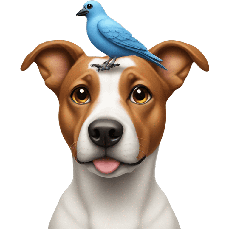 Dog with a bird on its head emoji