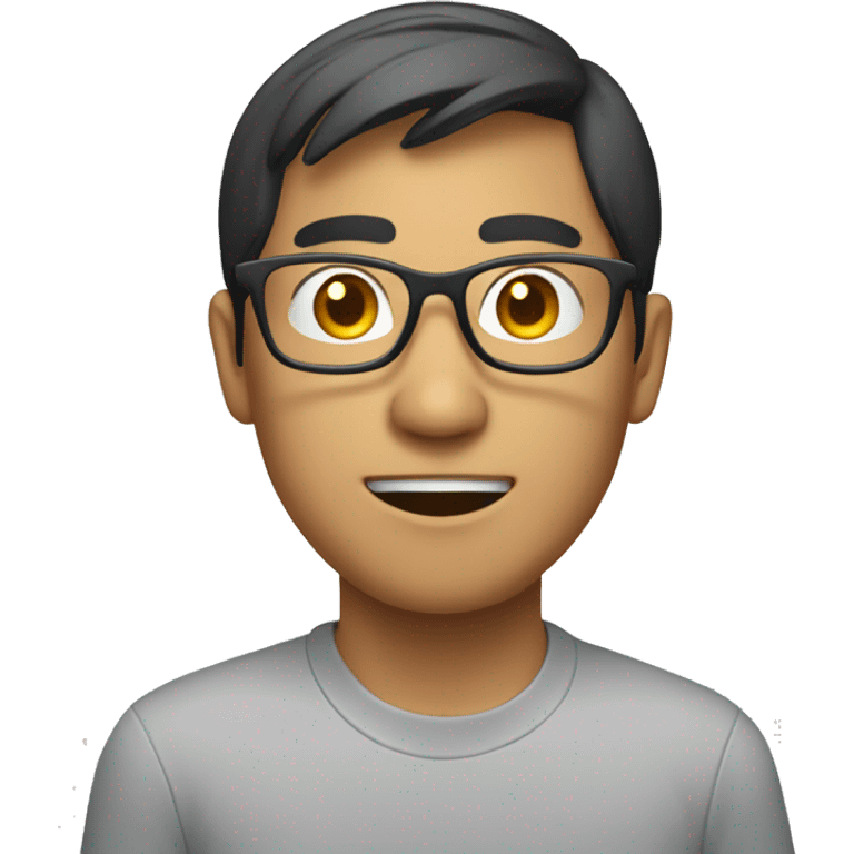 An asian guy wearing glasses coding on the Macbook emoji