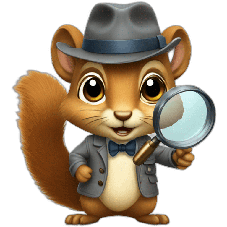 realistic detective squirrel holding a magnifying glass emoji