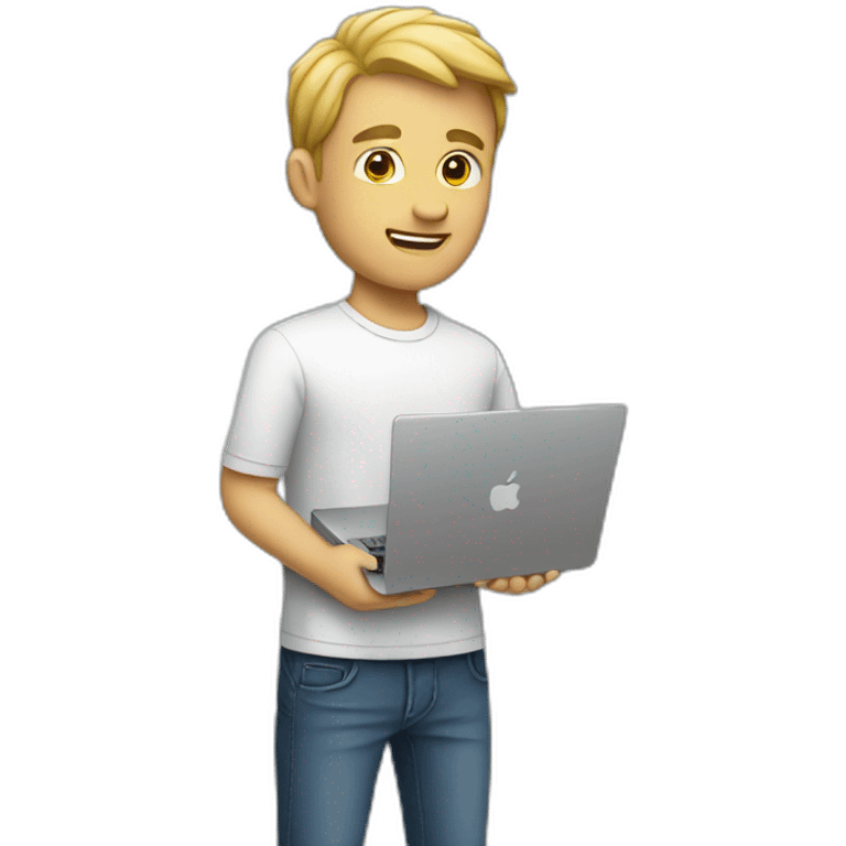 white man holding a macbook emoji