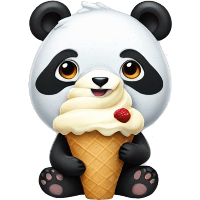 Panda eating ice cream emoji