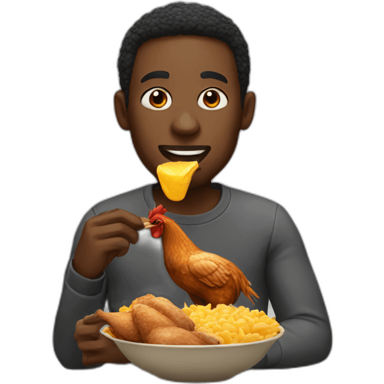 black man eating a chicken emoji