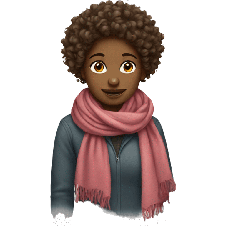 Curly girl with scarf emoji