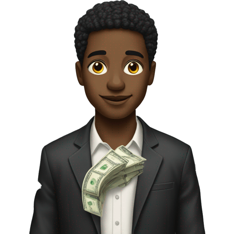 rich black kid with lots and lots of money emoji