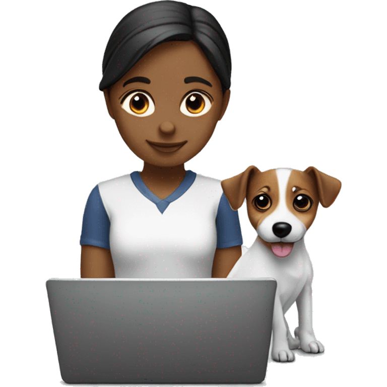 Jack Russel girl with laptop emoji