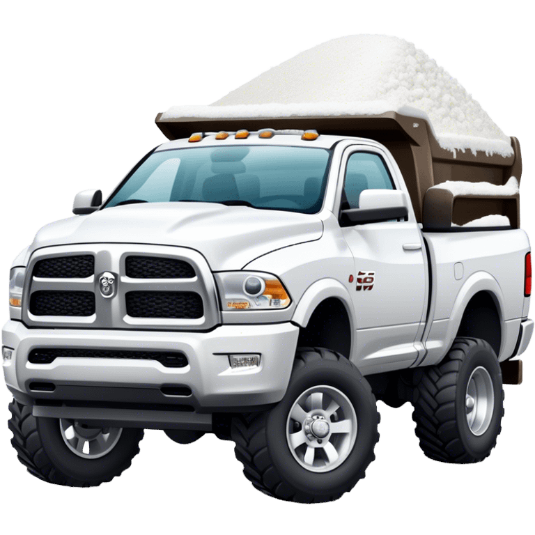 White ram truck pushing snow with plow emoji