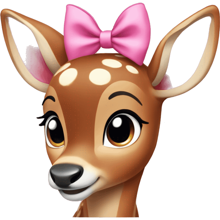 bambi with pink bow emoji