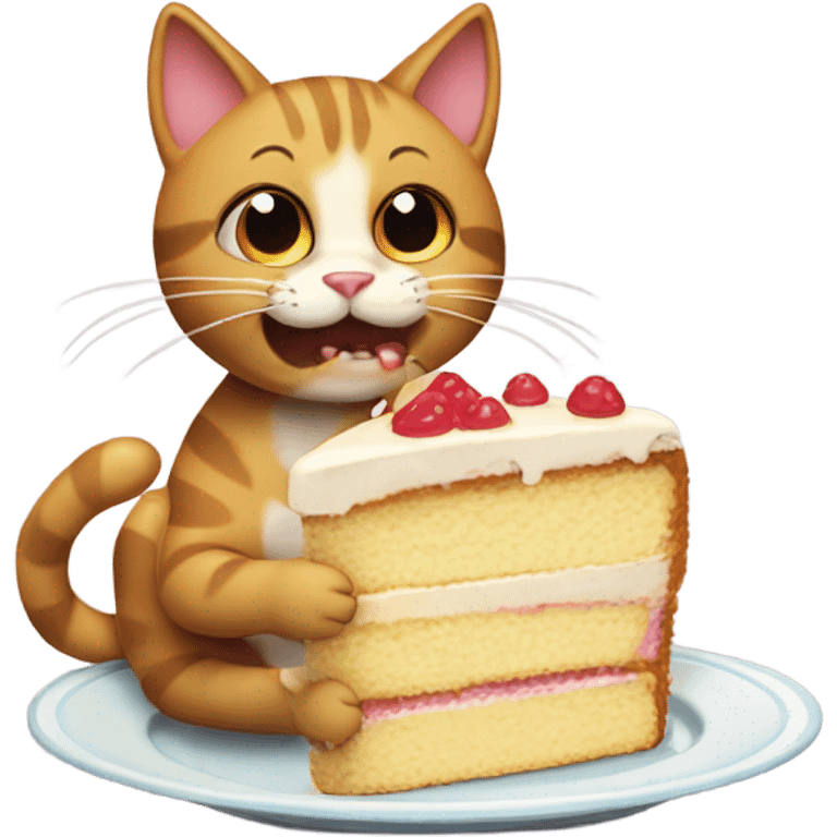 Cat eating cake emoji