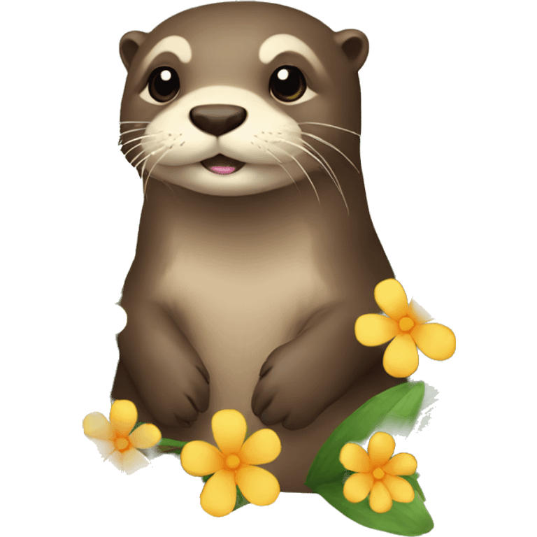 otter whit flowers emoji