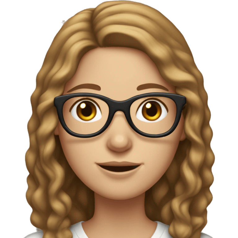 wavy brown-hair white girl with macbook wearing glasses with middle parted hair, otherwise identical to this one  emoji