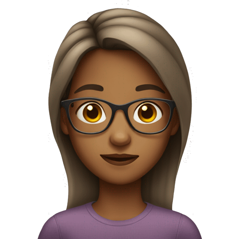 A 11 year old girl with glasses that are brown  emoji