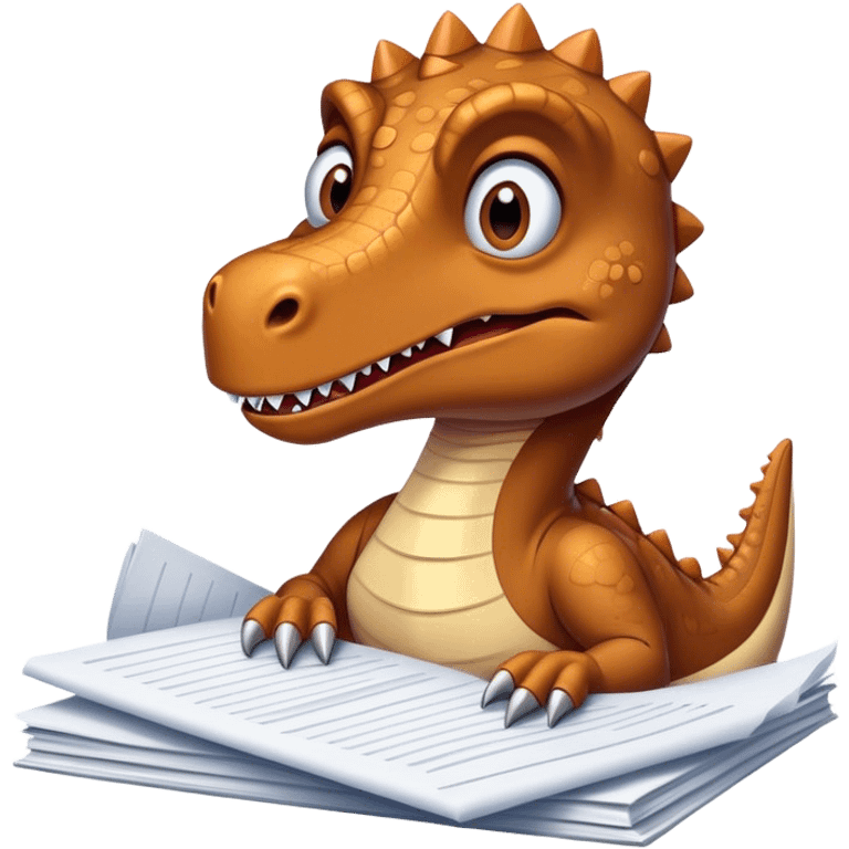 office dinosaur lying on papers emoji