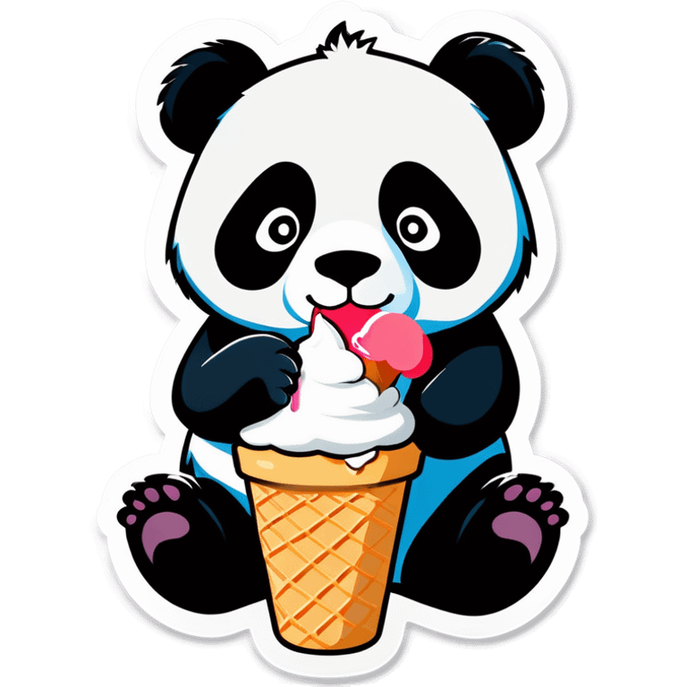 Panda eating ice cream emoji