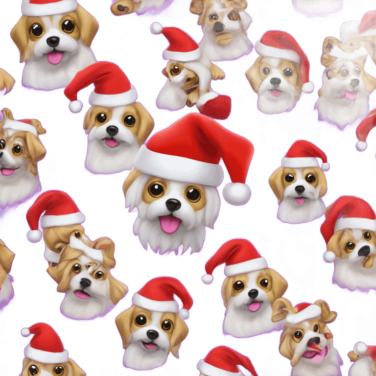 Lisa frank Christmas dog with Santa hat emoji