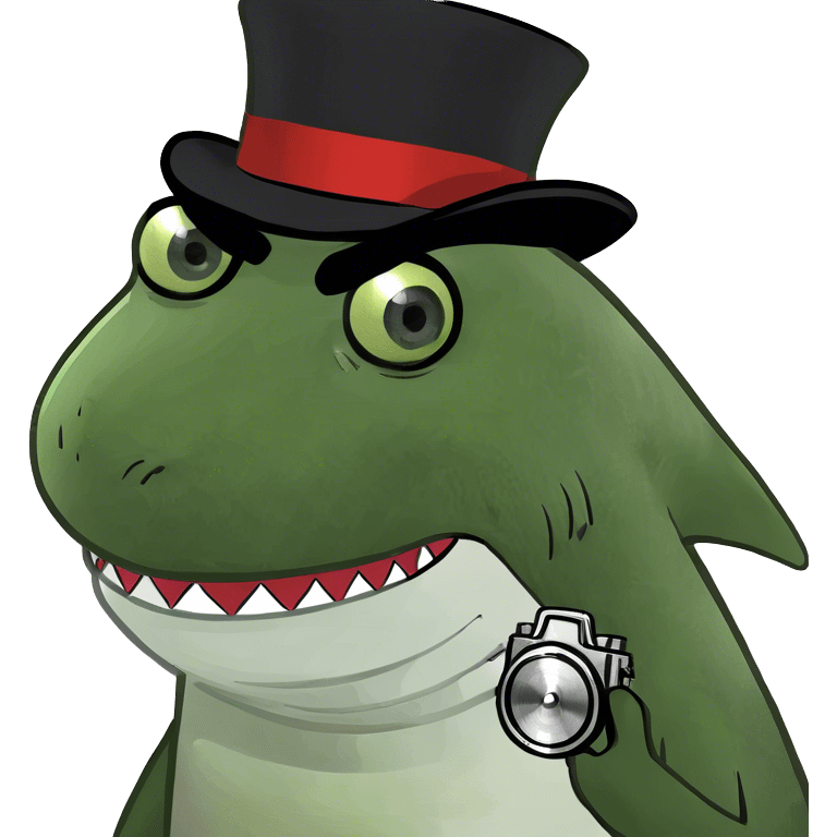 Shark with a top hat emoji