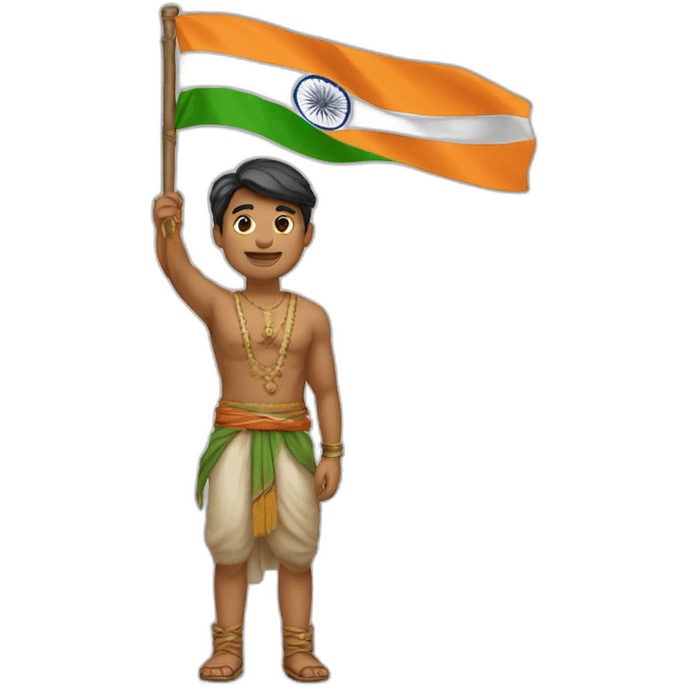 A man holding indian flag emoji