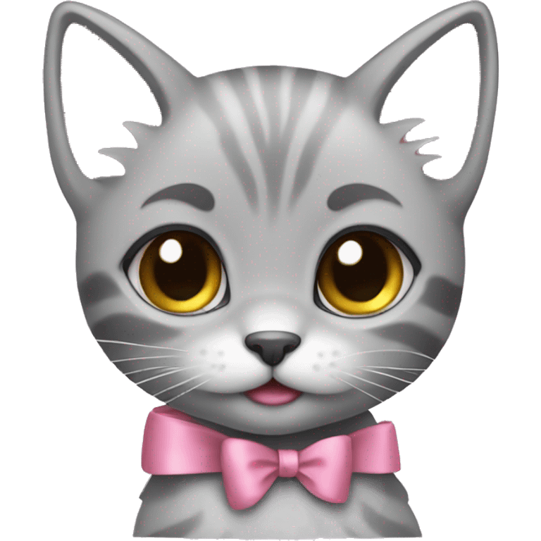 cute gray kitten with bows emoji