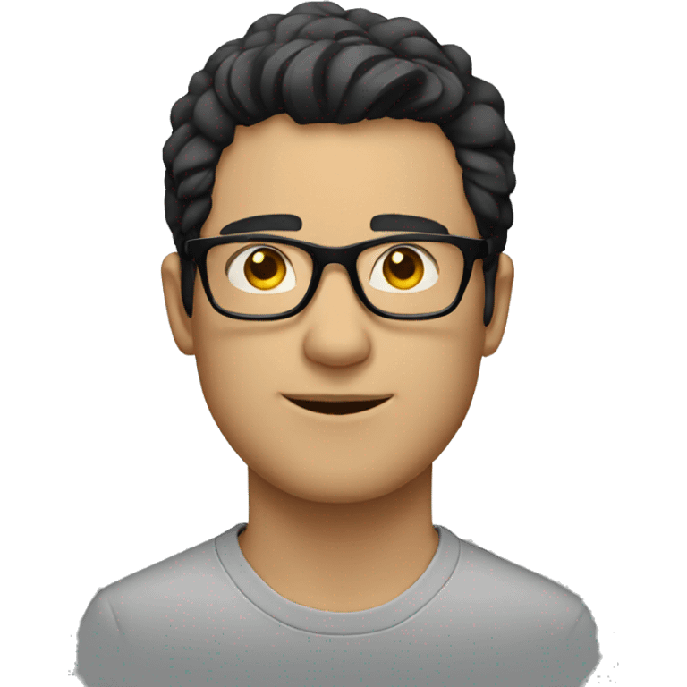 white man wearing glasses, black hair emoji