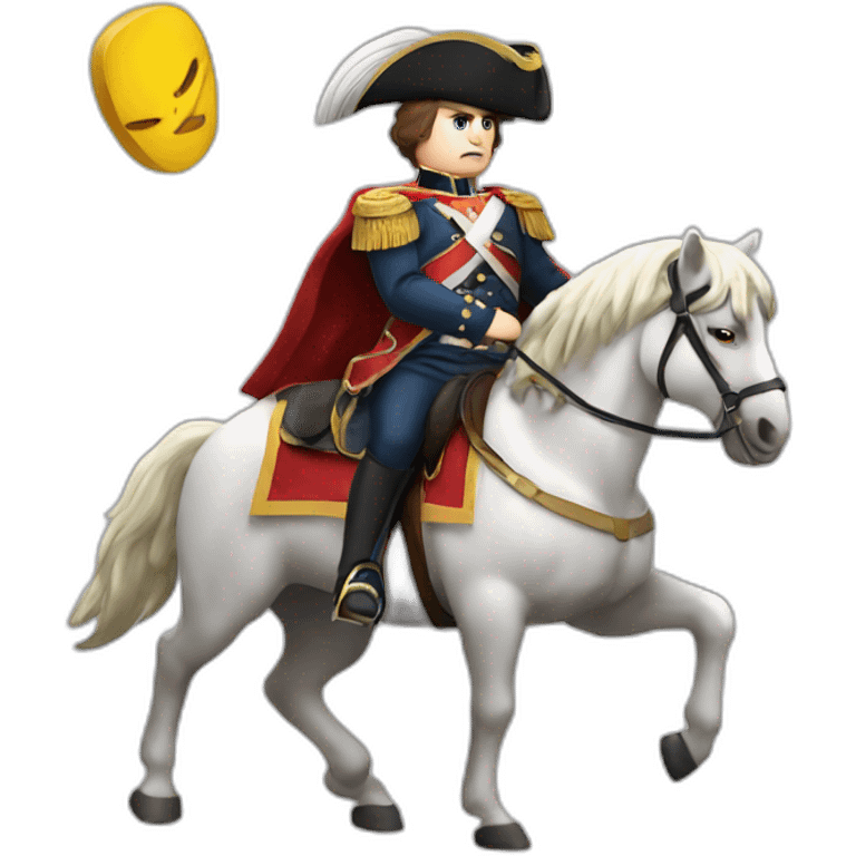 serious angry napoleon on horse hold golden eagle emoji